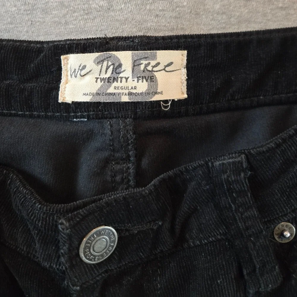 We The Free People Pants Womens 25 Black Just Float On Corduroy Flare Raw Hem